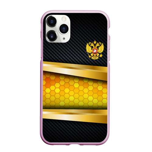 Чехол для iPhone 11 Pro Max матовый с принтом Black & gold - герб России, вид спереди #2