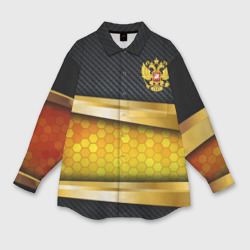 Женская рубашка oversize 3D Black & gold - герб России