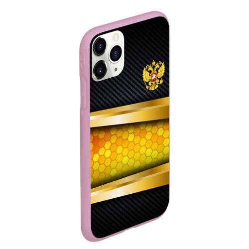 Чехол для iPhone 11 Pro Max матовый с принтом Black & gold - герб России, вид сбоку #3