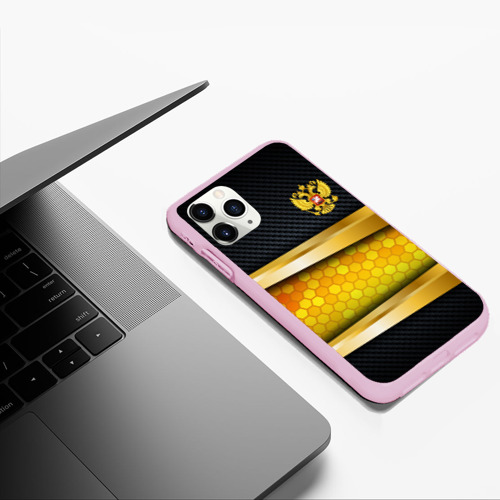 Чехол для iPhone 11 Pro Max матовый с принтом Black & gold - герб России, фото #5