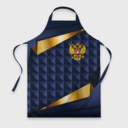 Фартук 3D Золотой герб России на объемном синим фоне