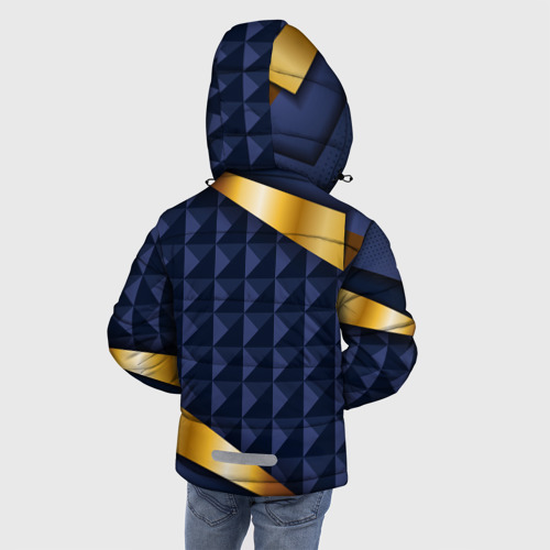 Зимняя куртка для мальчиков 3D Золотой герб России на объемном синим фоне, цвет черный - фото 4
