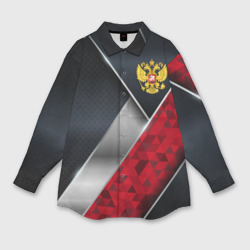 Мужская рубашка oversize 3D Red & black Russia