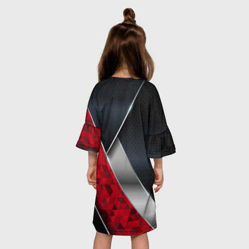 Детское платье 3D с принтом Red & black Russia, вид сзади #2