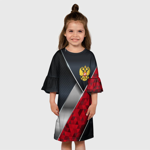 Детское платье 3D с принтом Red & black Russia, вид сбоку #3