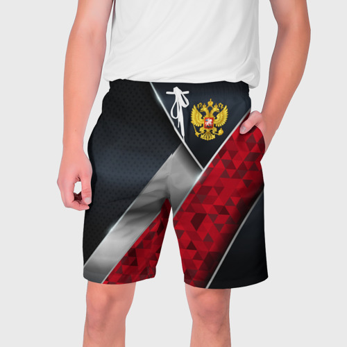 Мужские шорты 3D с принтом Red & black Russia, вид спереди #2