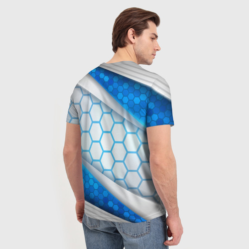 Мужская футболка 3D Синий герб России на объемном фоне, цвет 3D печать - фото 4