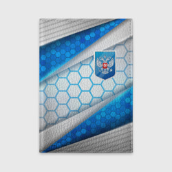 Обложка для автодокументов Синий герб России на объемном фоне