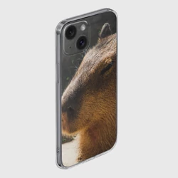 Чехол для iPhone 15 силиконовый с защитой камеры Капибара спит - фото 2