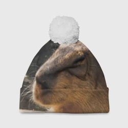 Шапка 3D c помпоном Капибара спит