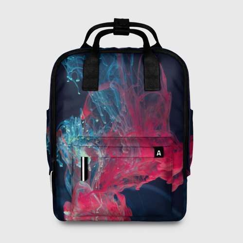 Женский рюкзак 3D с принтом Полёт красок во тьме, вид спереди #2