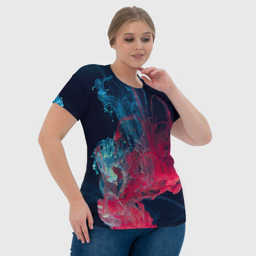 Женская футболка 3D Полёт красок во тьме, цвет 3D печать - фото 6