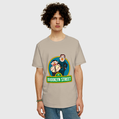 Мужская футболка хлопок Oversize с принтом Sherlock - Brooklyn Street, фото на моделе #1