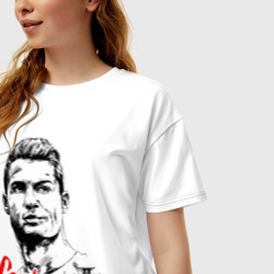 Женская футболка хлопок Oversize Криштиану Роналду Португалия - фото 2