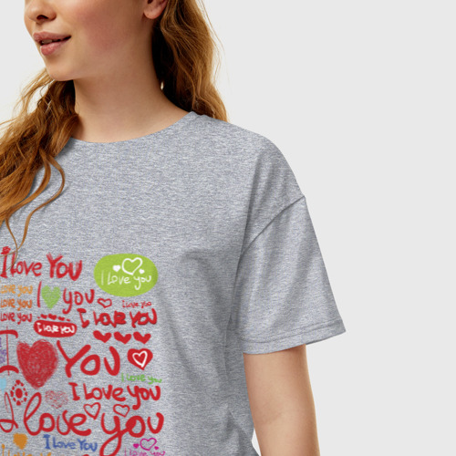 Женская футболка хлопок Oversize Любовь так любовь, цвет меланж - фото 3