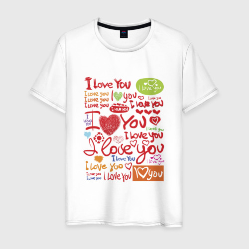 Мужская футболка из хлопка с принтом Любовь так любовь, вид спереди №1