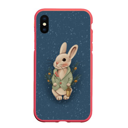 Чехол для iPhone XS Max матовый Кролик с фонариком