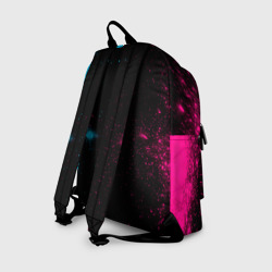 Рюкзак с принтом Daewoo - neon gradient: символ, надпись для любого человека, вид сзади №1. Цвет основы: белый