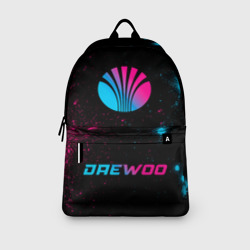 Рюкзак с принтом Daewoo - neon gradient: символ, надпись для любого человека, вид спереди №3. Цвет основы: белый