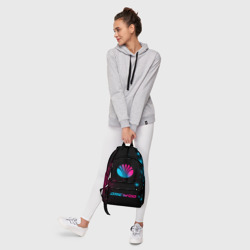 Рюкзак с принтом Daewoo - neon gradient: символ, надпись для любого человека, вид спереди №6. Цвет основы: белый