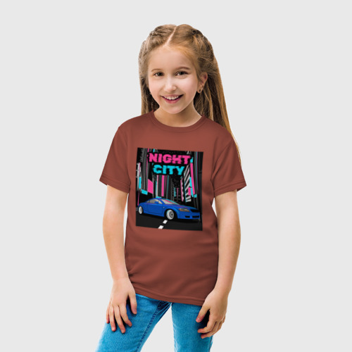 Детская футболка хлопок с принтом Audi TT 8N Night City, вид сбоку #3