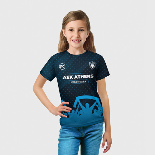 Детская футболка 3D с принтом AEK Athens legendary форма фанатов, вид сбоку #3