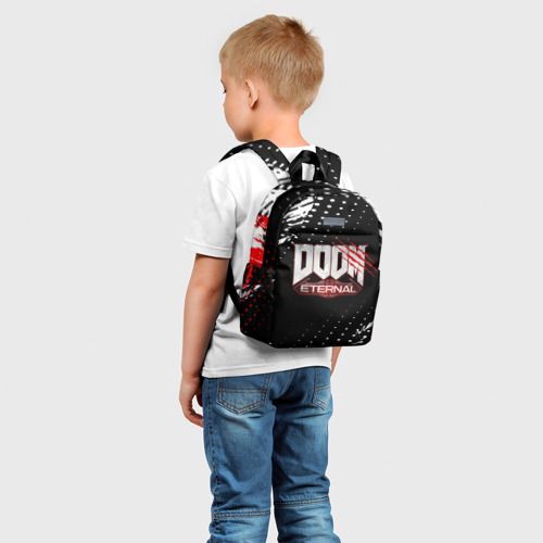Детский рюкзак 3D с принтом Doom - краска, фото на моделе #1