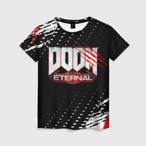Женская футболка 3D с принтом Doom - краска, вид спереди #2