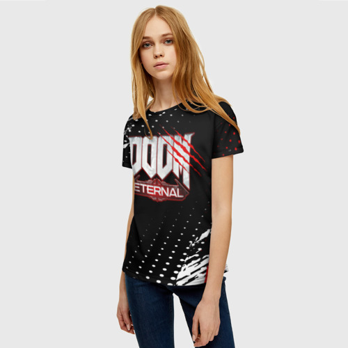 Женская футболка 3D с принтом Doom - краска, фото на моделе #1