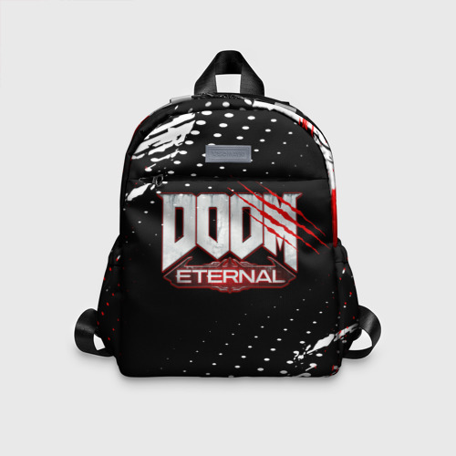 Детский рюкзак 3D с принтом Doom - краска, вид спереди #2