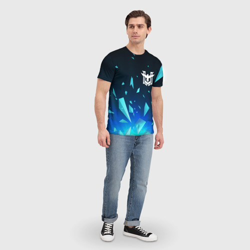 Мужская футболка 3D с принтом Free Fire взрыв частиц, вид сбоку #3