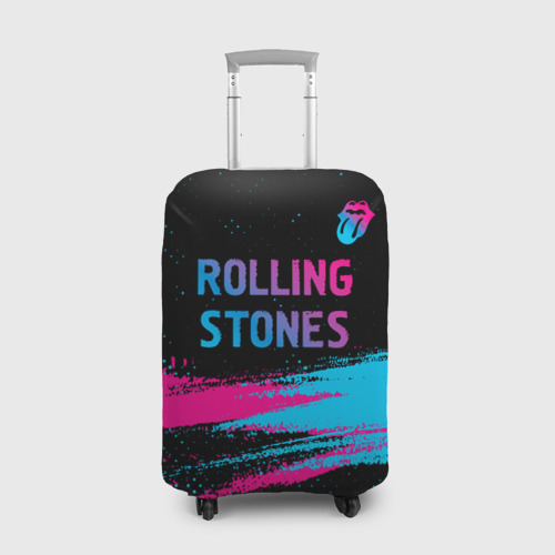 Чехол для чемодана 3D Rolling Stones - neon gradient: символ сверху, цвет 3D печать