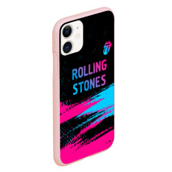 Чехол для iPhone 11 матовый Rolling Stones - neon gradient: символ сверху - фото 2