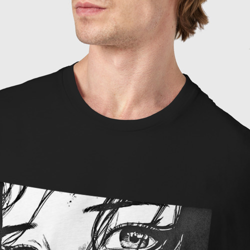 Мужская футболка хлопок с принтом Грустные Глаза Девушки, фото #4