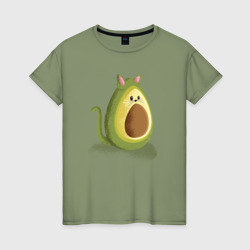 Авокадо в виде котика - Avocado cat – Женская футболка хлопок с принтом купить со скидкой в -20%