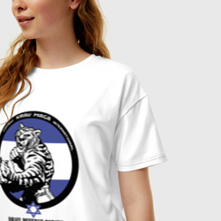 Женская футболка хлопок Oversize Krav-maga tiger emblem - фото 2