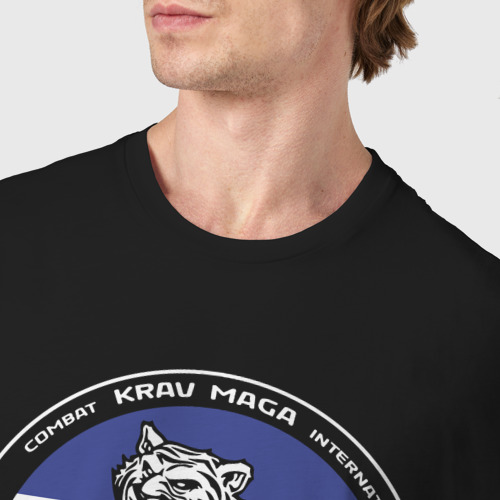 Мужская футболка хлопок Krav-maga emblem tiger, цвет черный - фото 6