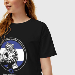 Женская футболка хлопок Oversize Krav-maga emblem tiger - фото 2
