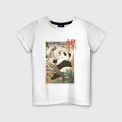 Детская футболка хлопок Панда и бабочка - Японская гравюра Укиё Э