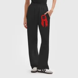 Женские брюки oversize без начеса хлопок Hellscream портрет красный - фото 2