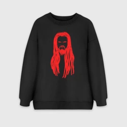 Женский свитшот oversize без начеса хлопок Hellscream портрет красный