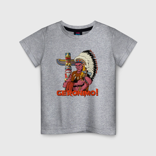 Детская футболка хлопок Суровый индеец, цвет меланж