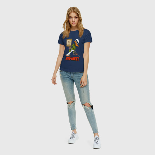 Женская футболка хлопок Криминальная утка, цвет темно-синий - фото 5