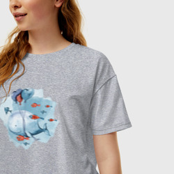 Женская футболка хлопок Oversize Кит с воздушными шариками - фото 2