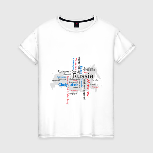 Женская футболка хлопок Регионы России, цвет белый