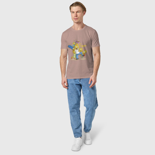 Мужская футболка хлопок с принтом Симпсоны и пончики, вид сбоку #3