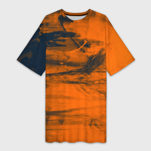 Платье-футболка 3D Абстрактная оранжевая поверхность и чёрные Тени, цвет 3D печать