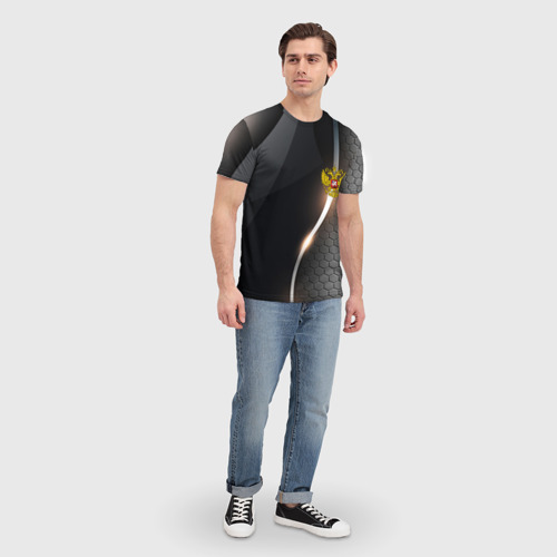 Мужская футболка 3D с принтом Герб РФ киберпанк, вид сбоку #3