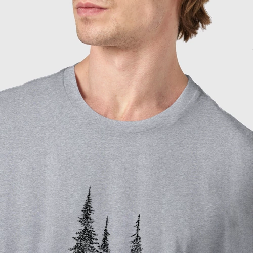 Мужская футболка хлопок с принтом Медведь в лесу, фото #4