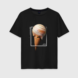 Женская футболка хлопок Oversize Космическое мороженое планета Юпитер